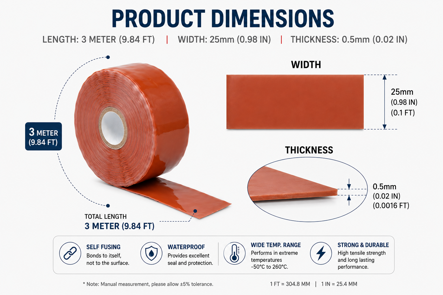 CENFUSE Silicone Self-Fusing Tape 25mm × 0.5mm – SIO 4331
